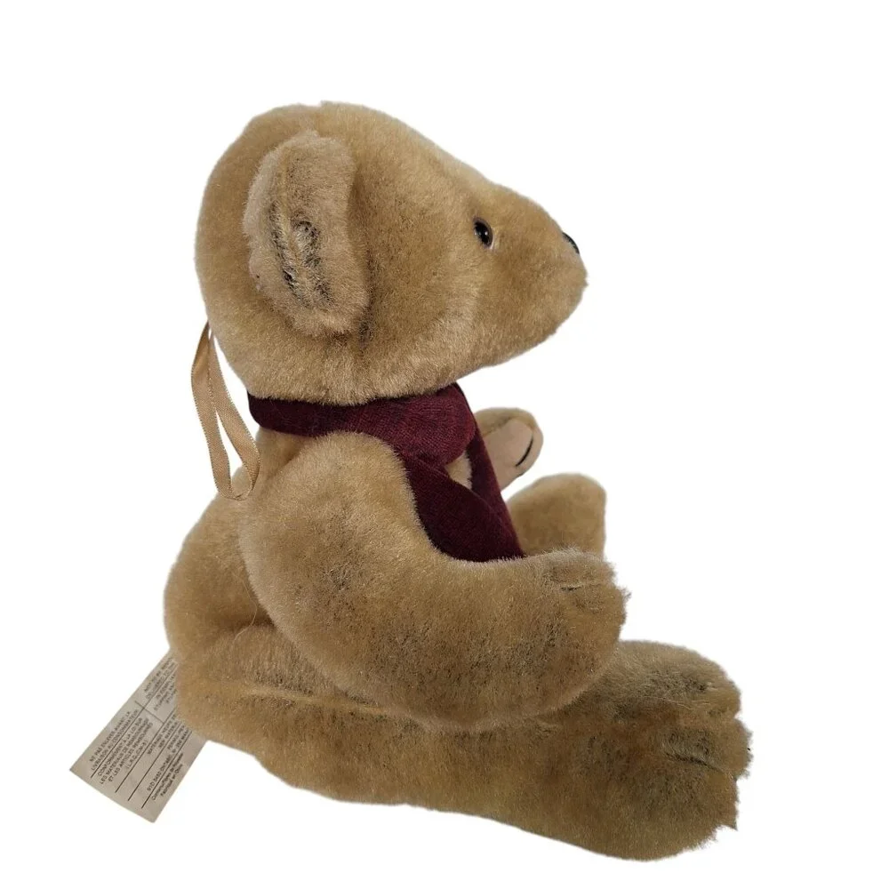 Vintage 2002 Dan Dee Christmas Teddy Bear Maroon Scarf 13 Inch - Picture 2 of 7